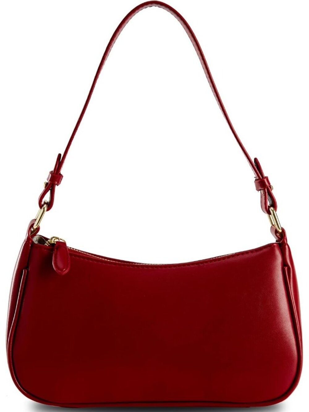 Women's Red Crescent Vegan Leather Tote Clutch With 2 Straps Shoulder Bag